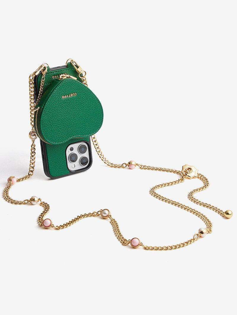 zipper heart pouchphone cover with strap iPhone 16 Pro Max
