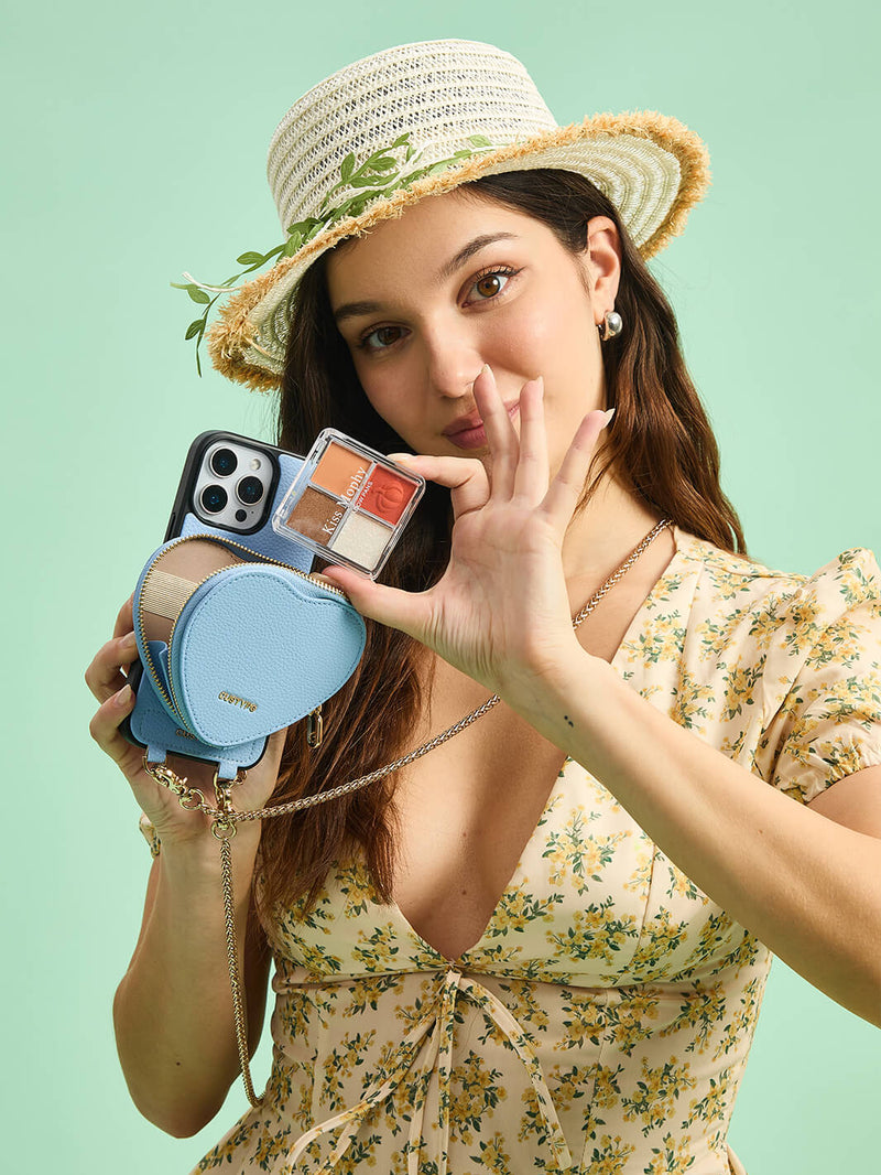 Heart Twist Chain- Crossbody Magsafe Compatible Phone Cases with Coin Purse-Mobile Phone Cases-DETACHABLE WALLET & WIRELESS CHARGING-Black-iPhone 16 Pro Max-Custype