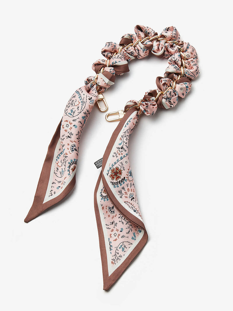 Silk Scarf Phone Case Wrist Strap-Mobile Phone Accessories-PHONE CASE ACCESSORIES-Beige-Flowers-Custype