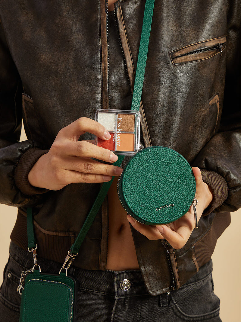 Lunar Silver Series- Premium Crossbody Magsafe Phone Case with Removable Wallet & Round Pouch-Mobile Phone Cases-DETACHABLE WALLET & ROUND POUCH-Black-iPhone 16 Pro Max-Custype