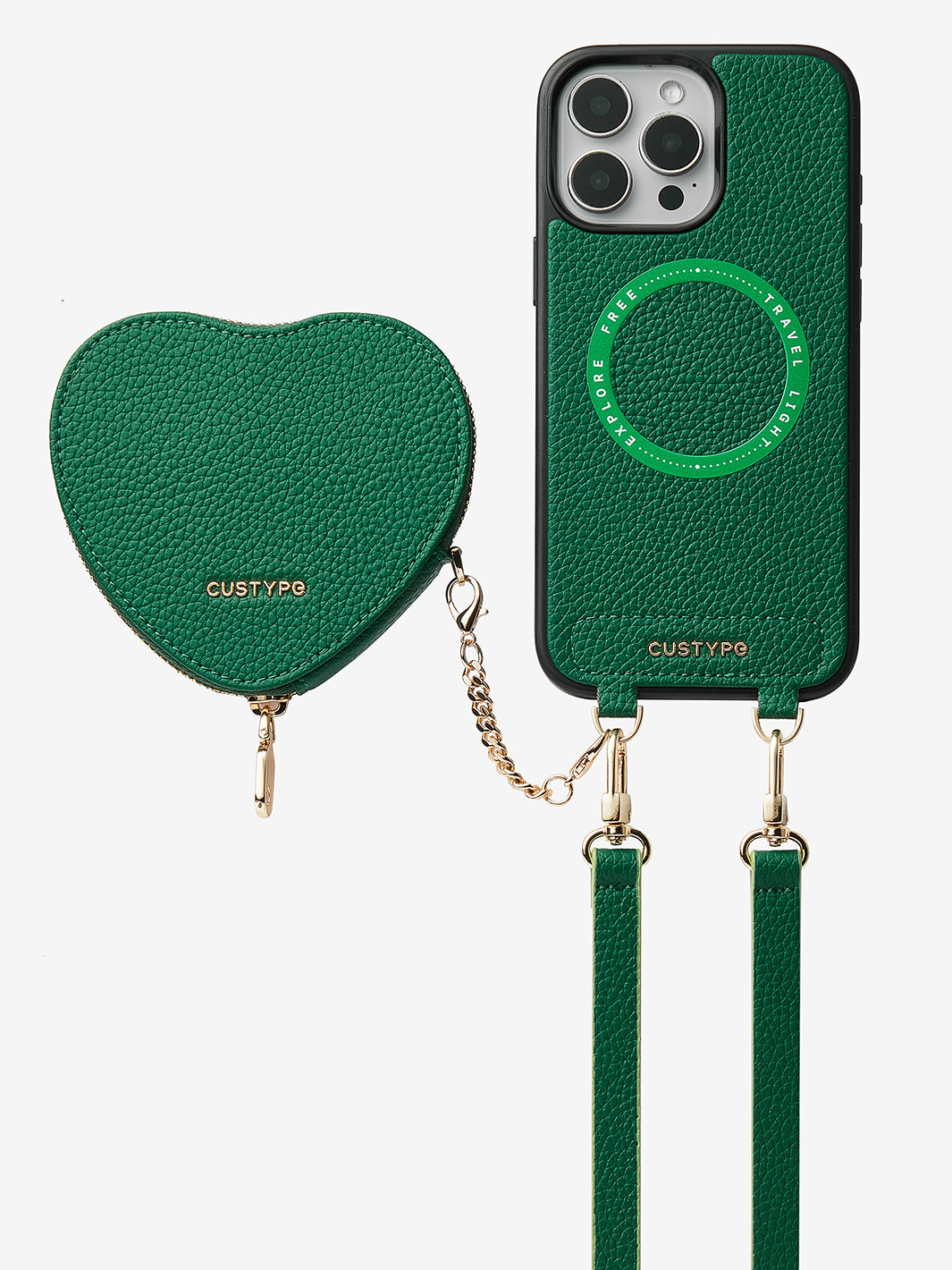 Heart Design Kit- Detachable Wireless Charging Crossbody Wallet Phone Case Pouch Set-Mobile Phone Cases-DETACHABLE WALLET & WIRELESS CHARGING-Custype