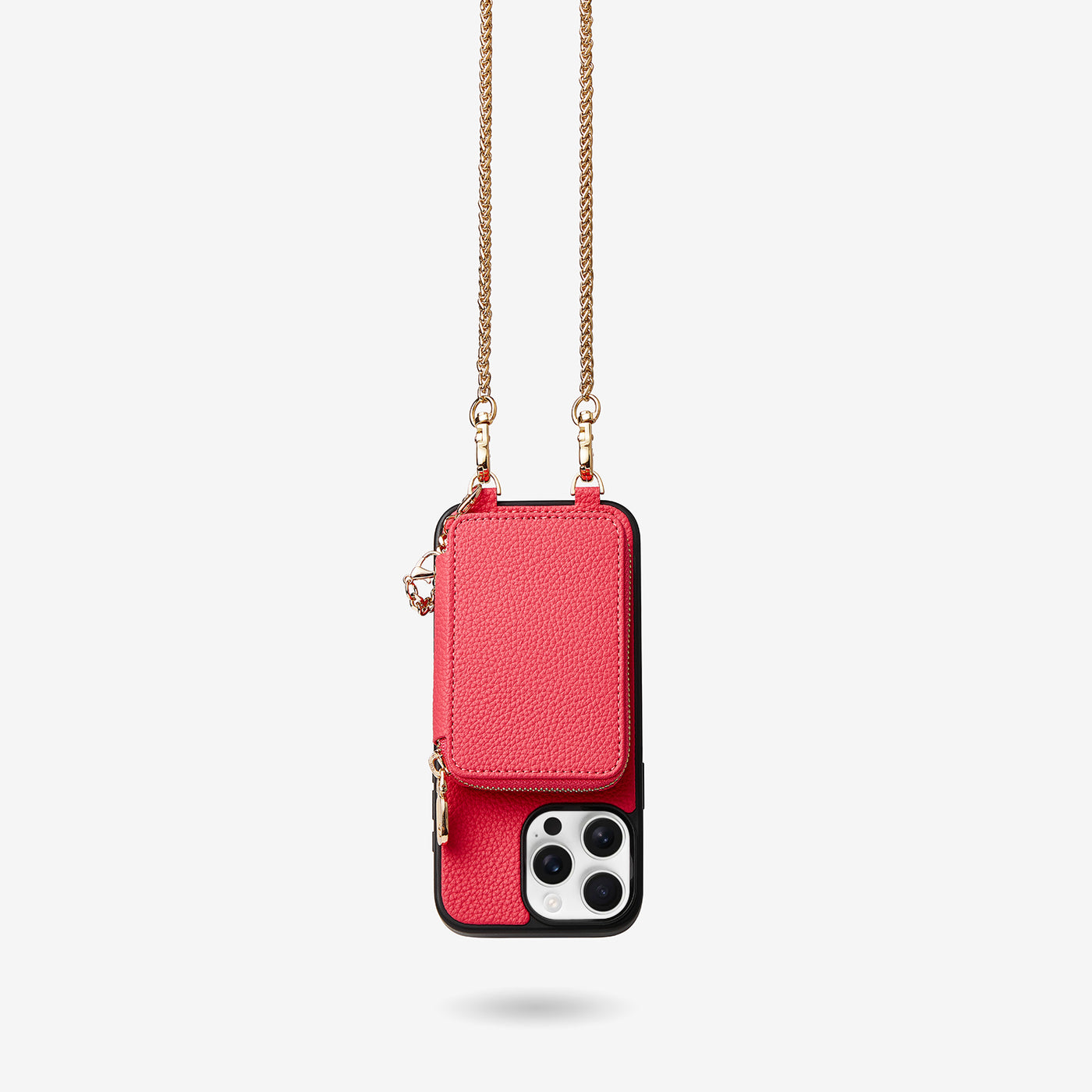 Slim Metal Chain- Removable Magnetic Phone Purse Case with Shoulder Strap-Mobile Phone Cases-DETACHABLE WALLET & PHONE POUCH-Peach Pink-iPhone 16 Pro Max-Custype