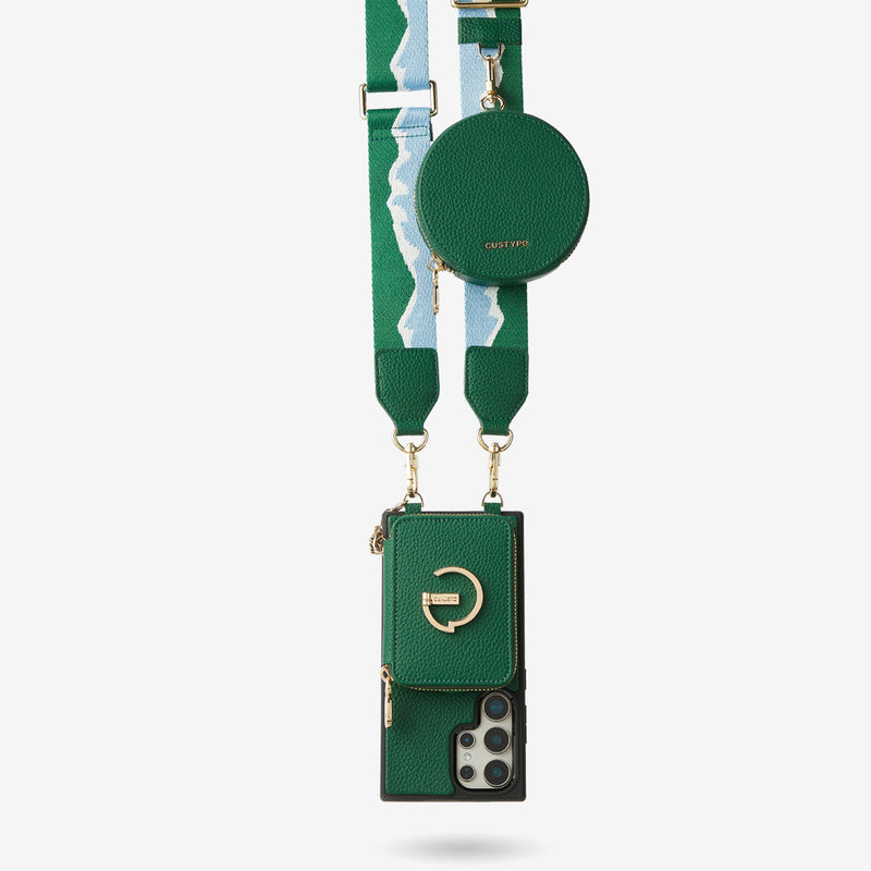 Original Design Set- Samsung Galaxy Webbing Crossbody Phone Case With Magnetic Wallet Round Pouch Set-Mobile Phone Cases-DETACHABLE WALLET & ROUND POUCH-Green-Samsung S25 Ultra-Custype