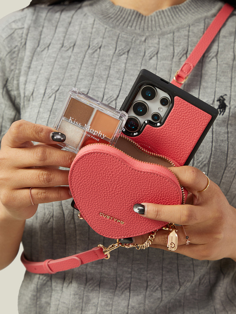 Heart Design Kit- Samsung Galaxy Detachable Wireless Charging Crossbody Wallet Phone Case Pouch Set-Mobile Phone Cases-DETACHABLE WALLET & WIRELESS CHARGING-Green-Samsung S25 Ultra-Custype