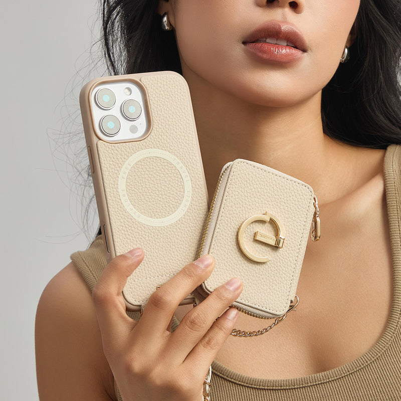 personalized wallet phone case Beige
