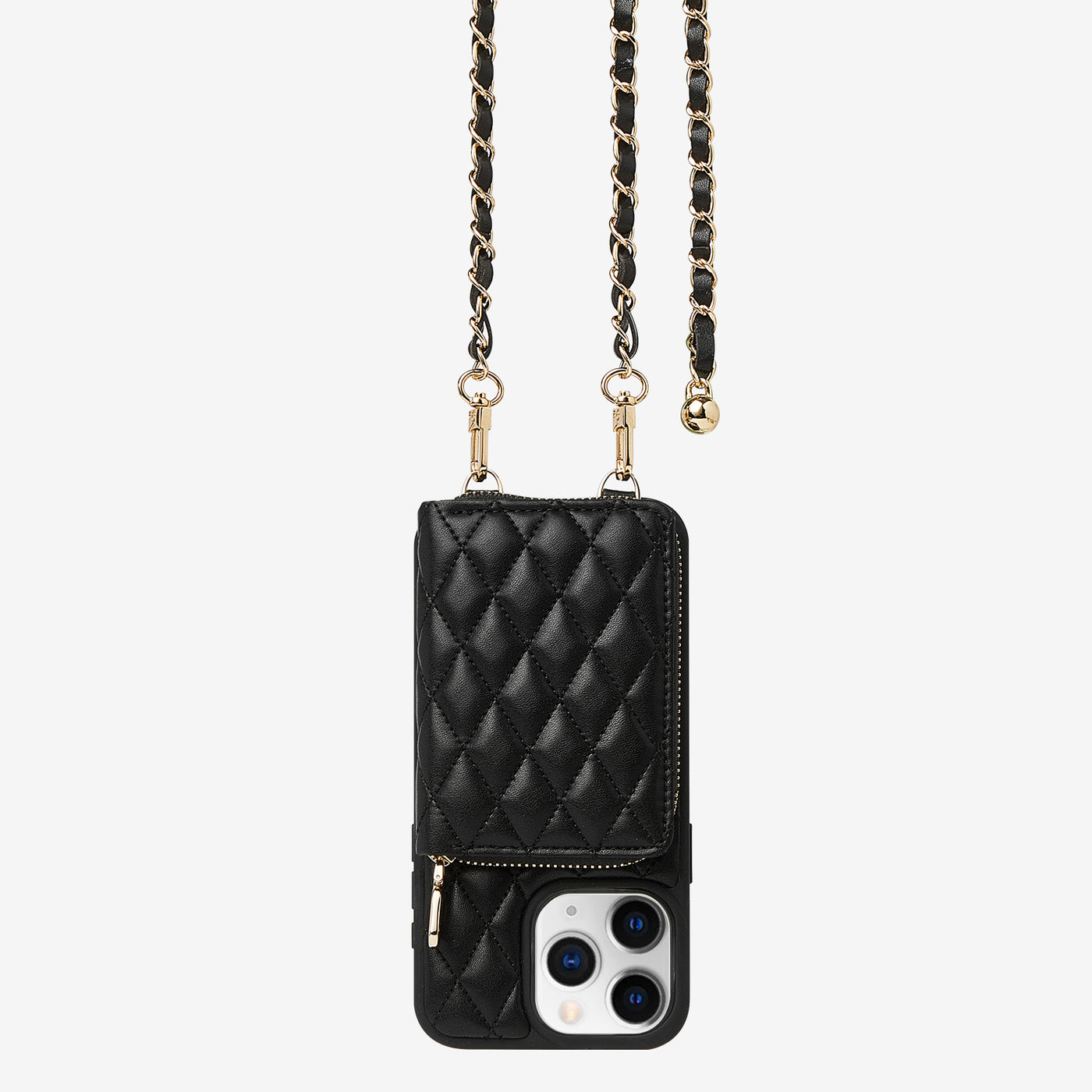 LuxeCharm- Argyle Phone Case with Chain Strap with adjustble Wrist band 