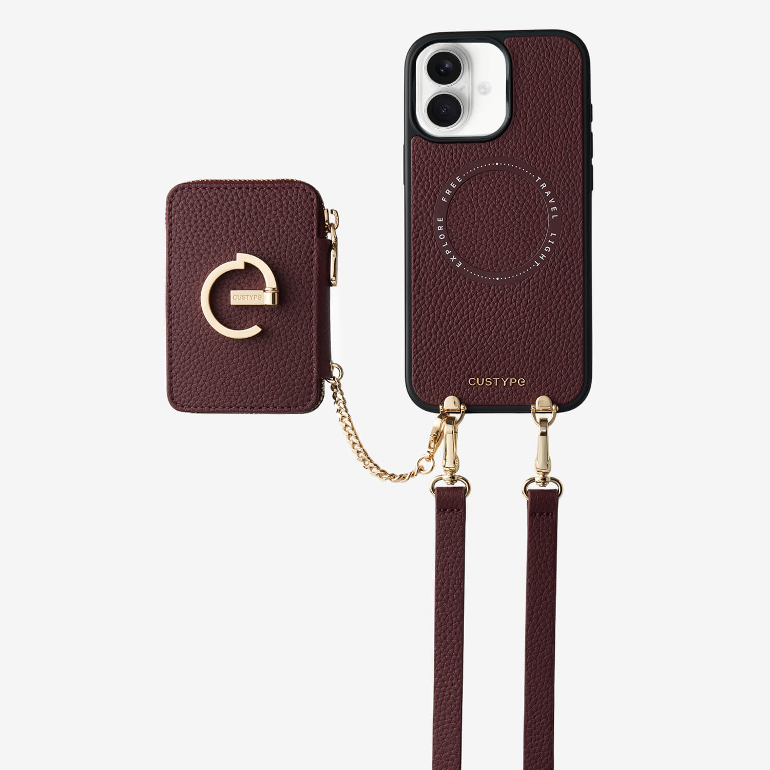 オリジナルデザインセット - 旅行に最適な取り外し可能なMagSafe対応クロスボディウォレットスマホケースセット - iPhone 16 Plus