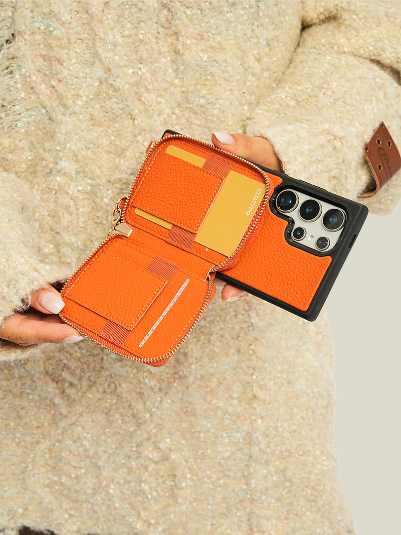 Unique Design Set- Samsung Galaxy Detachable Wireless Charging Crossbody Wallet Phone Case Set-Mobile Phone Cases-DETACHABLE WALLET & PHONE POUCH-Beige-Samsung S24 Ultra-Custype