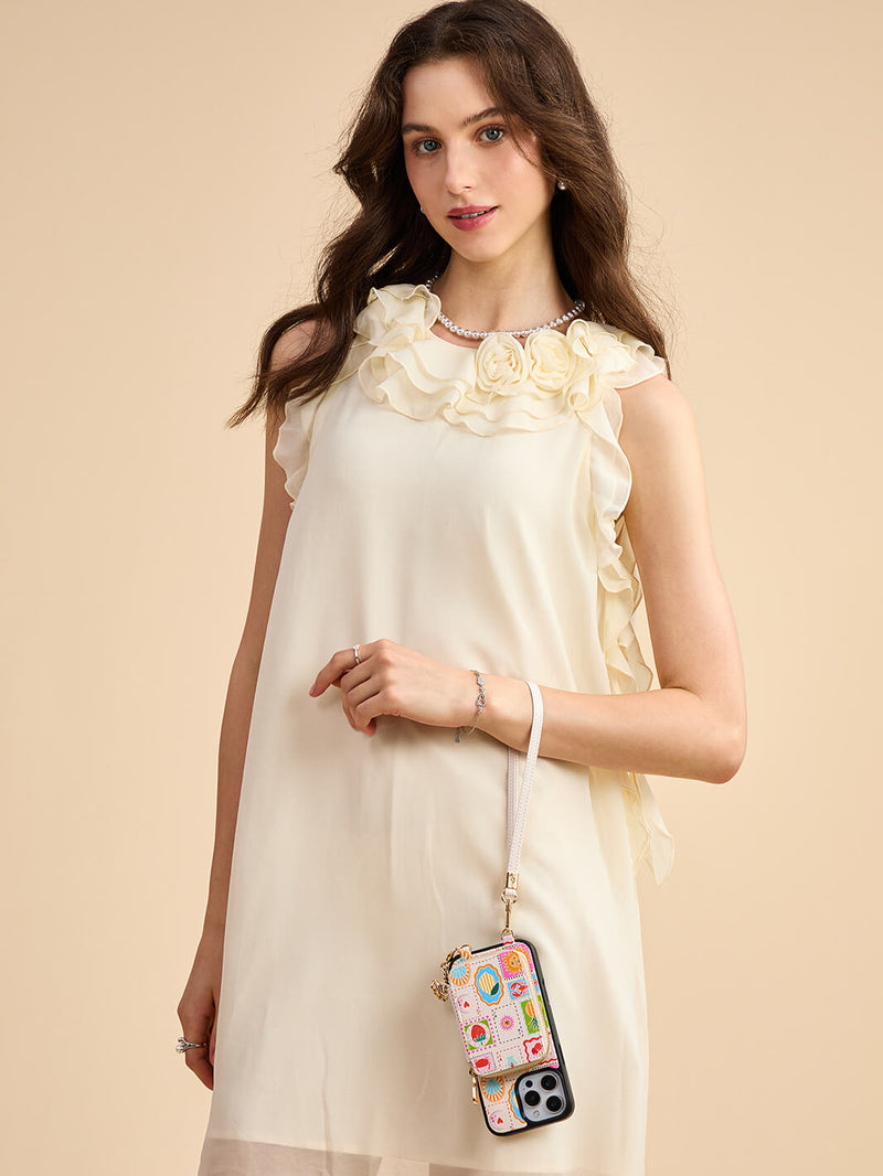 phone case with leather wrist strap