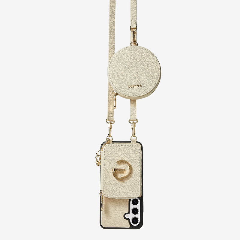 Original Design Set- Samsung Galaxy Magsafe Phone Case With Round Pouch Set-Mobile Phone Cases-DETACHABLE WALLET & ROUND POUCH-Beige-Samsung S25 Plus-Custype