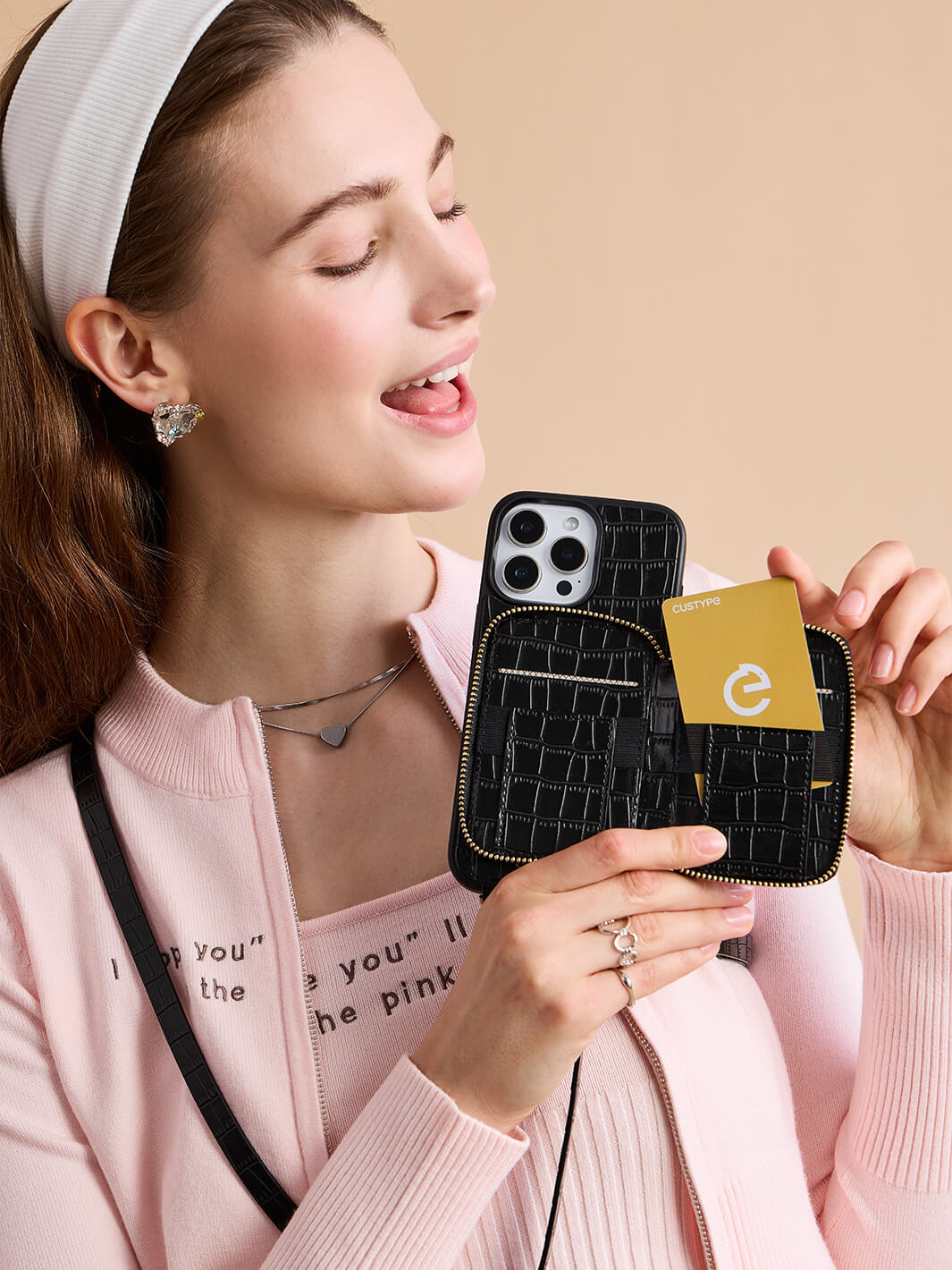 Crocodile Design Set Detachable Wireless Charging Crossbody EStand W