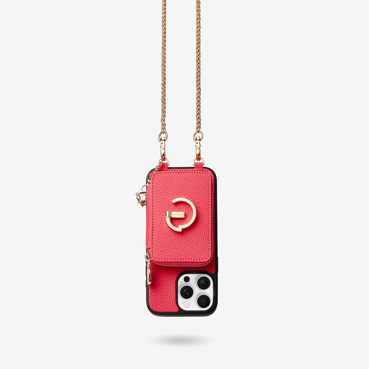 Slim Metal Chain- Magnetic Crossbody Phone Case with Card Holder-Mobile Phone Cases-DETACHABLE WALLET & PHONE POUCH-Peach Pink-iPhone 16 Pro Max-Custype