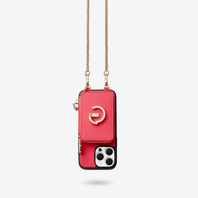 Slim Metal Chain- Magnetic Crossbody Phone Case with Card Holder-Mobile Phone Cases-DETACHABLE WALLET & PHONE POUCH-Peach Pink-iPhone 16 Pro Max-Custype