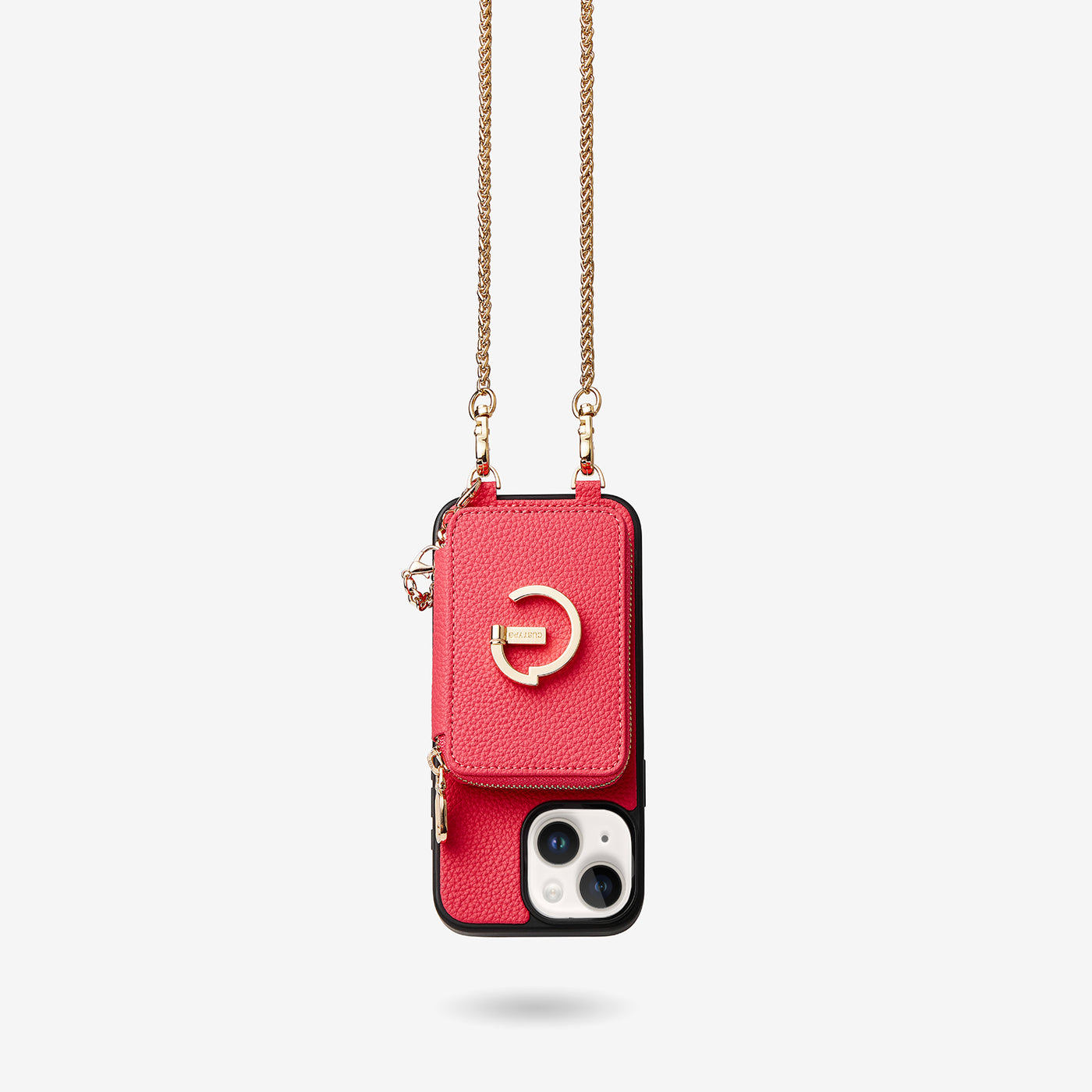 Slim Metal Chain- Magnetic Crossbody Phone Case with Card Holder-Mobile Phone Cases-DETACHABLE WALLET & PHONE POUCH-Peach Pink-iPhone 15 Plus-Custype