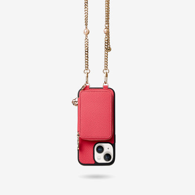 Candy Chain Assembly- Pearl Chain Purse iPhone Case Supporting Magsafe-Mobile Phone Cases-DETACHABLE WALLET & PHONE POUCH-Peach Pink-iPhone 15 Plus-Custype