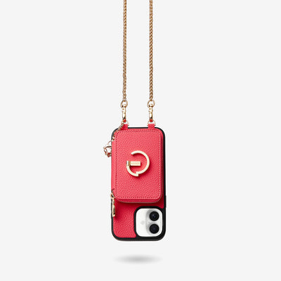 Slim Metal Chain- Magnetic Crossbody Phone Case with Card Holder-Mobile Phone Cases-DETACHABLE WALLET & PHONE POUCH-Peach Pink-iPhone 16 Plus-Custype