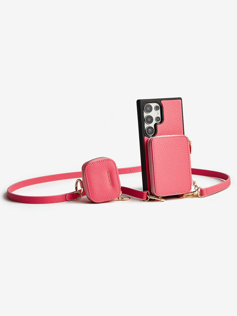 Unique Design Set- Samsung Galaxy Detachable Wireless Charging Phone Case AirPods Pouch Set-Mobile Phone Cases-DETACHABLE WALLET & PHONE POUCH-Beige-Samsung S24 Ultra-Custype