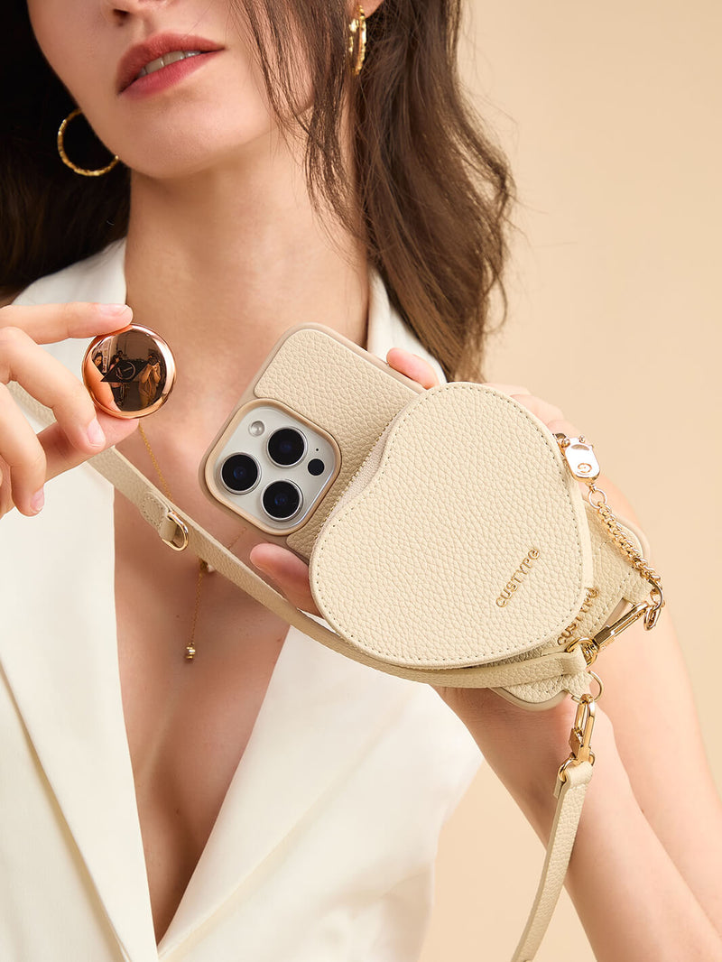 zipper heart pouch crossbody phone case with strap​