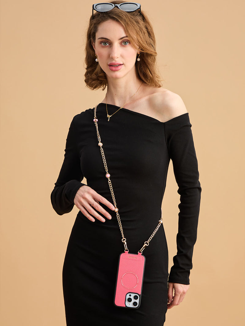 Sleek Design Kit- Magnetic Phone Case with Pearl Chain-Mobile Phone Cases-DETACHABLE WALLET & ROUND POUCH-Custype