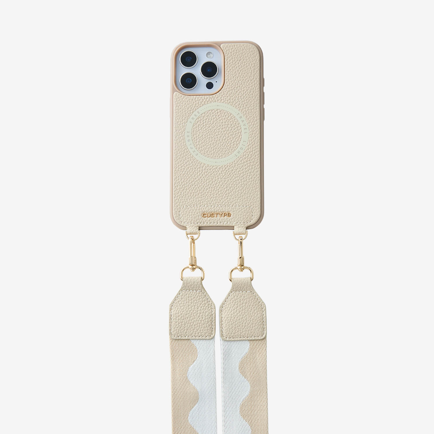 Sleek Design Kit- Webbing Crossbody Magnetic Phone Case-Mobile Phone Cases-DETACHABLE WALLET & ROUND POUCH-Peach Pink-iPhone 16 Pro Max-Custype