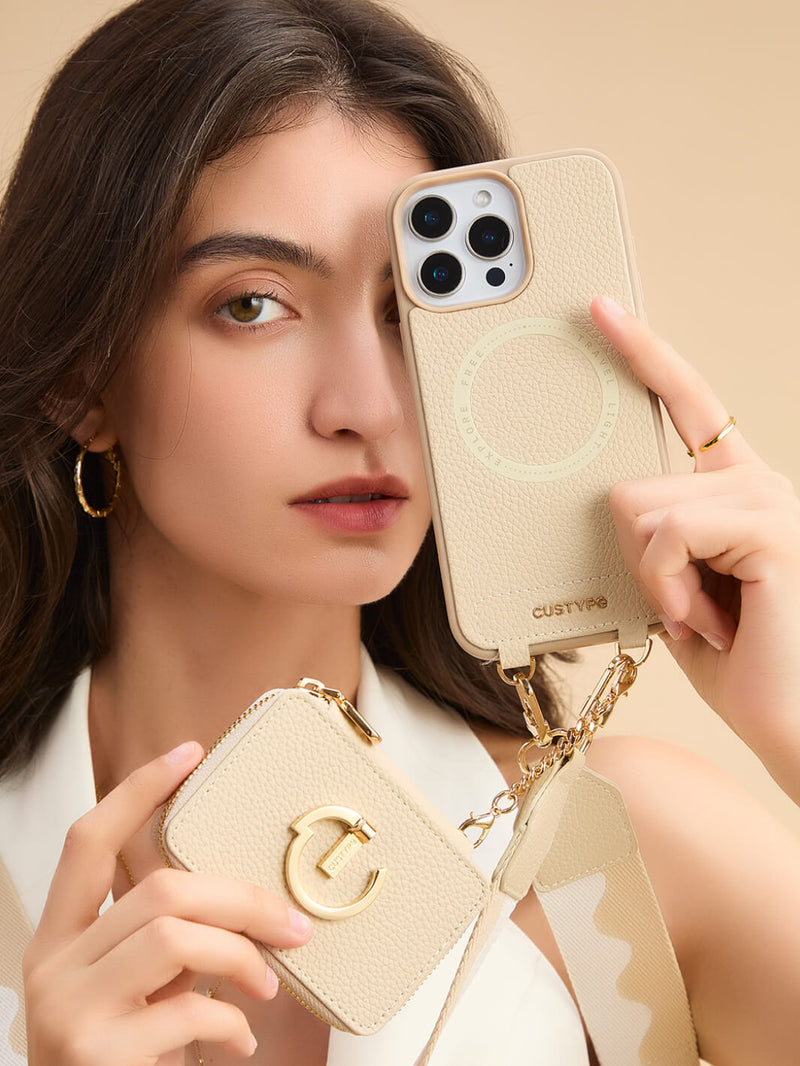 Original Design Set- Bicolor Webbing Crossbody Phone Case With Round Pouch Set-Mobile Phone Cases-DETACHABLE WALLET & ROUND POUCH-Custype