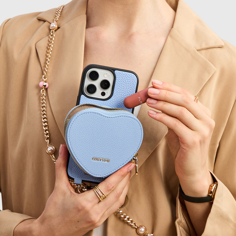 aesthetic iphone caseszipper heart pouchiPhone 16 Pro Max
