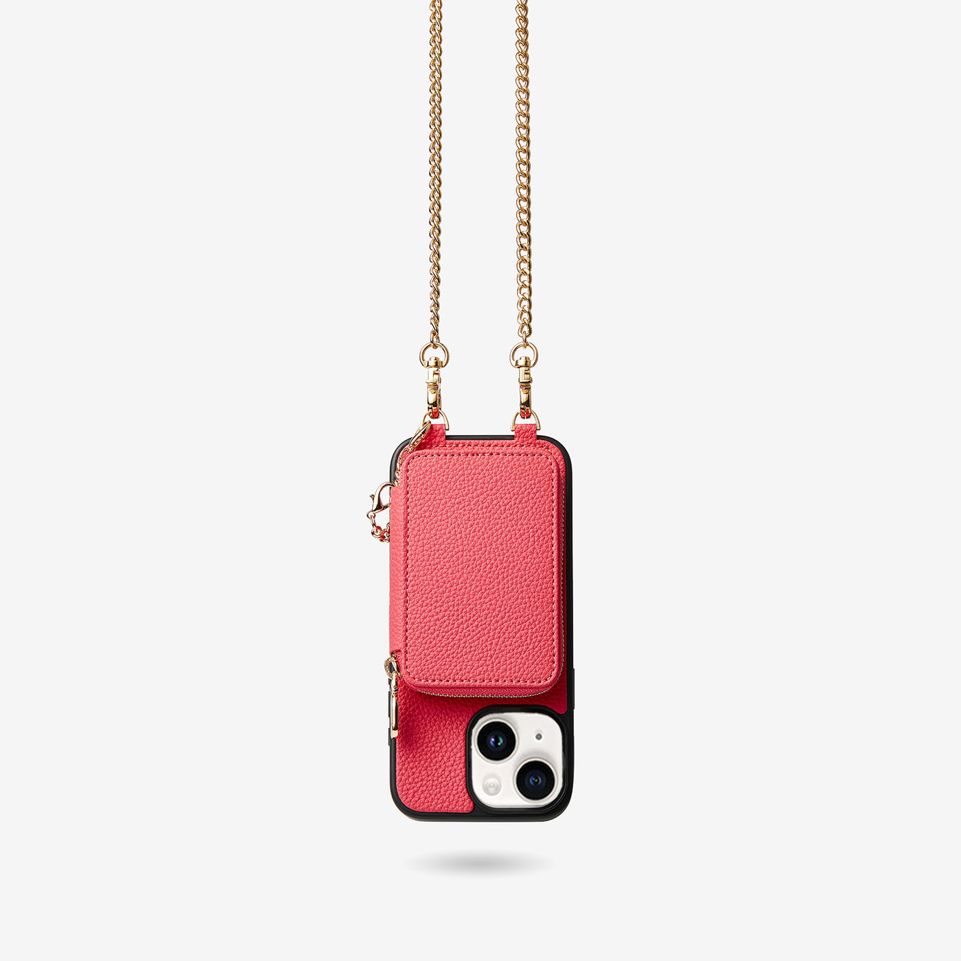 Trendy Chain Series- Magsafe Compatible Wallet Case with Strap for iPhone-Mobile Phone Cases-DETACHABLE WALLET & PHONE POUCH-Peach Pink-iPhone 15 Plus-Custype