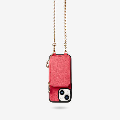 Trendy Chain Series- Magsafe Compatible Wallet Case with Strap for iPhone-Mobile Phone Cases-DETACHABLE WALLET & PHONE POUCH-Peach Pink-iPhone 15 Plus-Custype