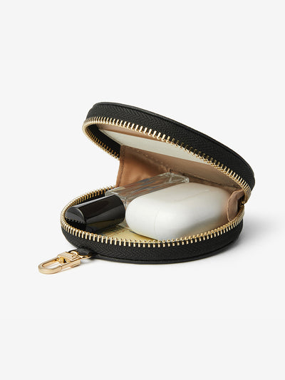 round leather coin pouch