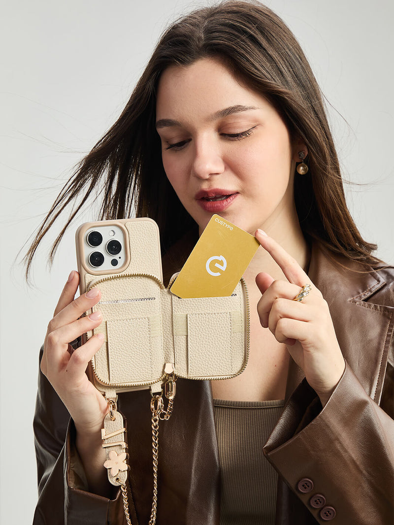 phone case with wristlet Beige

