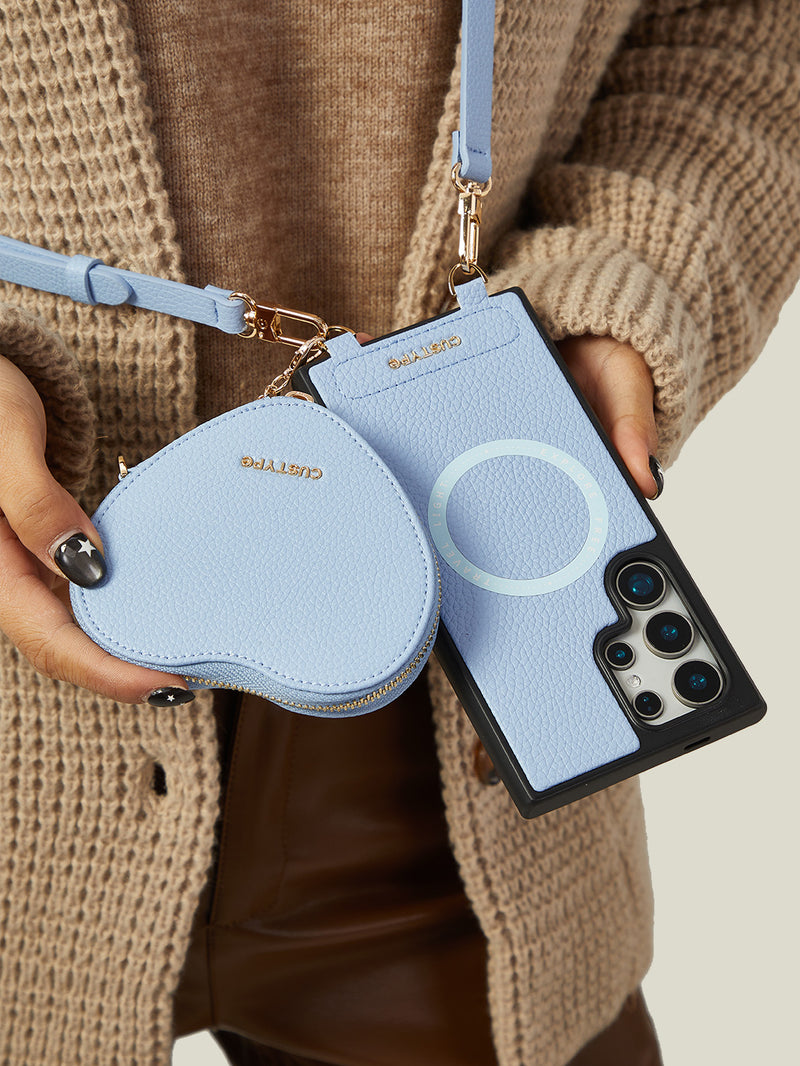 Heart Design Kit- Samsung Galaxy Detachable Wireless Charging Crossbody Wallet Phone Case Pouch Set-Mobile Phone Cases-DETACHABLE WALLET & WIRELESS CHARGING-Green-Samsung S25 Ultra-Custype