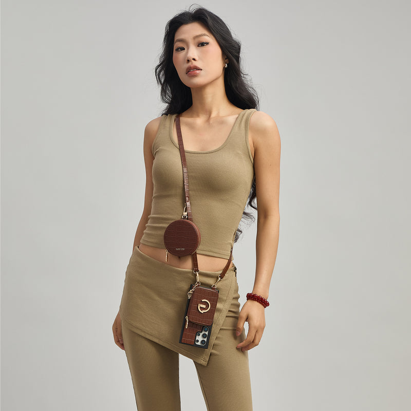 Crocodile Design Set- Samsung Galaxy Sling Grip Wallet Phone Case with Round Purse-Custype