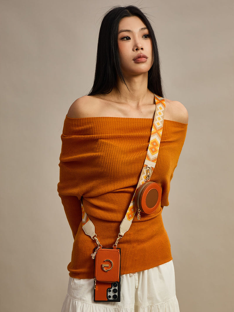 Original Design Set- Samsung Galaxy Webbing Crossbody Phone Case With Magnetic Wallet Round Pouch Set-Mobile Phone Cases-DETACHABLE WALLET & ROUND POUCH-Green-Samsung S25 Ultra-Custype