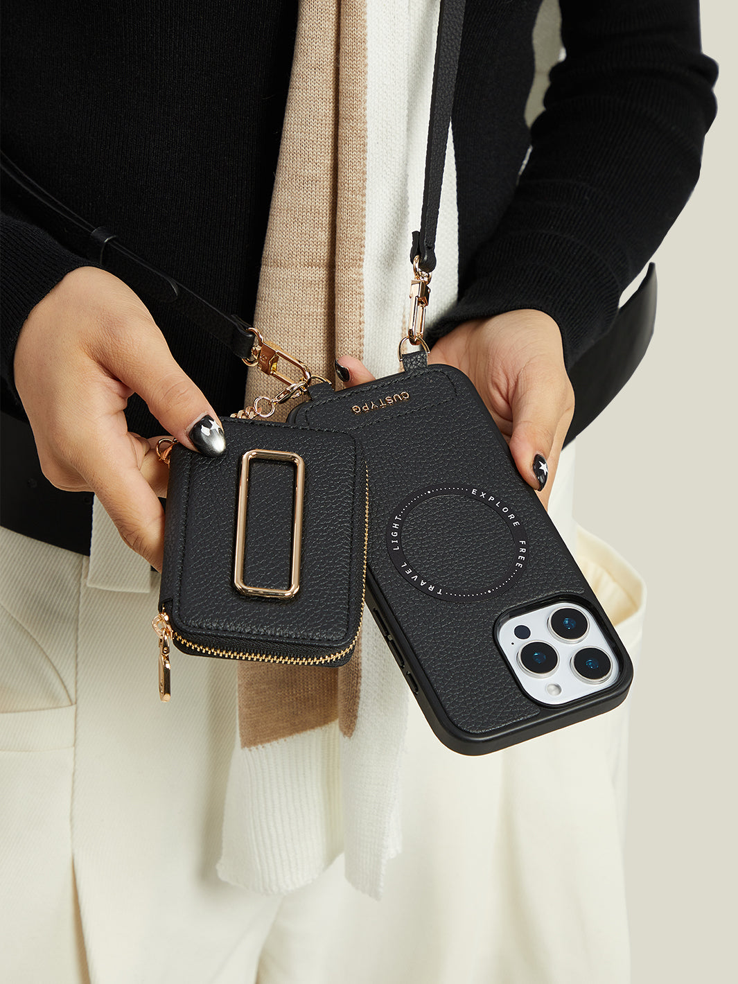 iPhone 17 Pro Crossbody Wallet Case with Strap and Wristlet - Custype