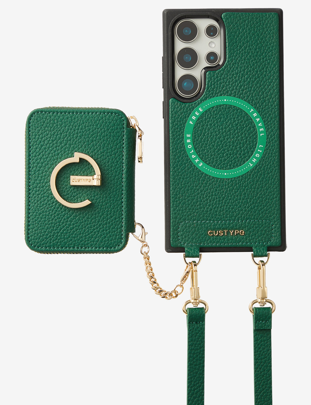 Original Design Set- Samsung Galaxy Wireless Charging Phone Case With AirPods Holder Set-Mobile Phone Cases-DETACHABLE WALLET & ROUND POUCH-Blue-Samsung S25 Ultra-Custype