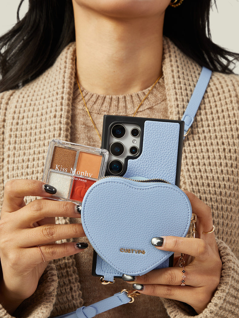 Heart Design Kit- Samsung Galaxy Detachable Wireless Charging Crossbody Wallet Phone Case Pouch Set-Mobile Phone Cases-DETACHABLE WALLET & WIRELESS CHARGING-Green-Samsung S25 Ultra-Custype