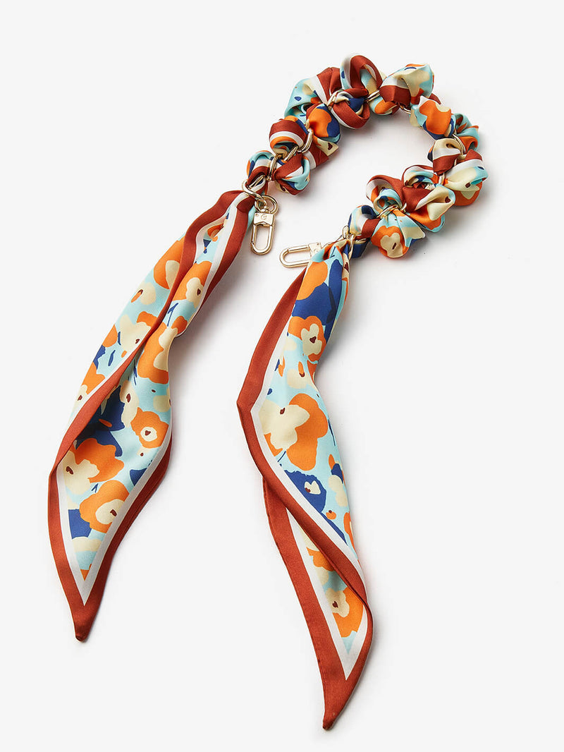 Silk Scarf Phone Case Wrist Strap-Mobile Phone Accessories-PHONE CASE ACCESSORIES-Beige-Flowers-Custype