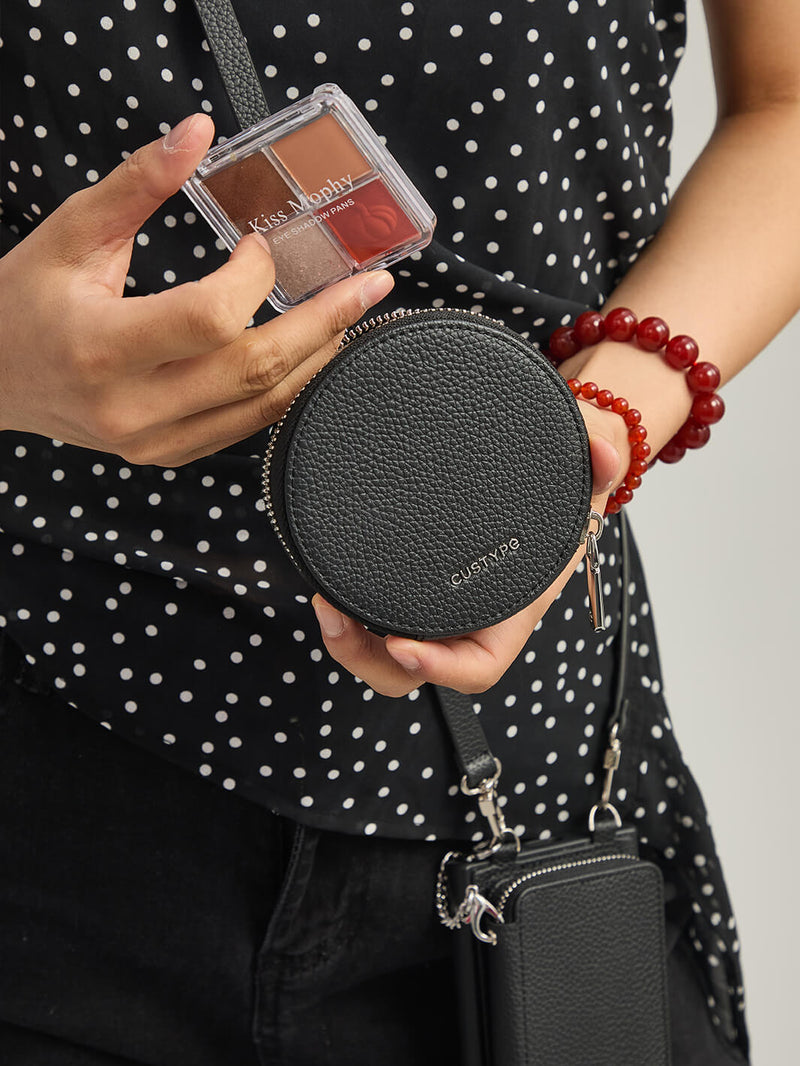 Lunar Silver Series- Samsung Galaxy Crossbody Phone Case with Card Holder & Round Pouch-Mobile Phone Cases-DETACHABLE WALLET & ROUND POUCH-Beige-Samsung S25 Ultra-Custype