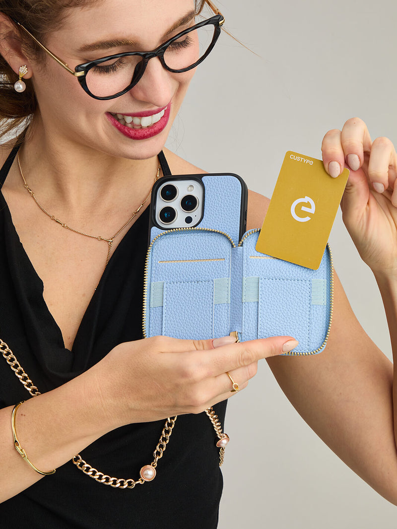 Candy Chain Kit- Magnetic Separable Wallet iPhone Case with Pearl Chain & Grip-Mobile Phone Cases-DETACHABLE WALLET & PHONE POUCH-Custype