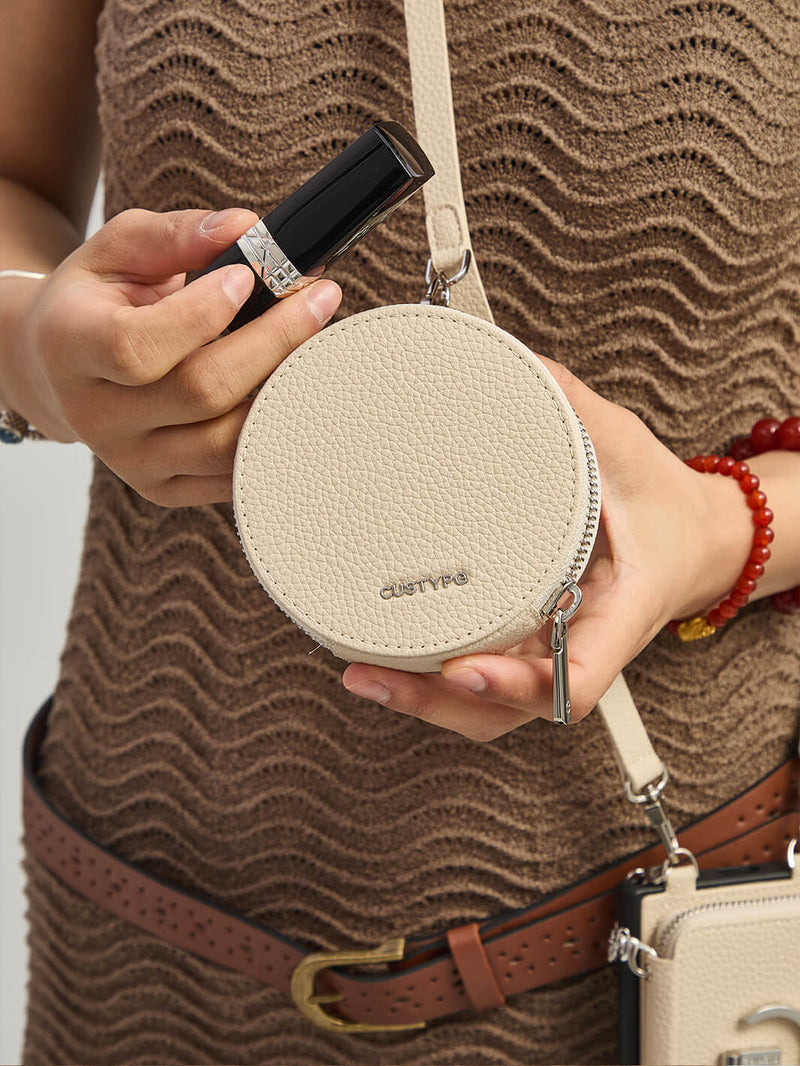 Silver Edge Kit- Samsung Galaxy Strap Magnetic Wallet Phone Case with Round Purse & Kickstand-Mobile Phone Cases-DETACHABLE WALLET & ROUND POUCH-Black-Samsung S25 Ultra-Custype