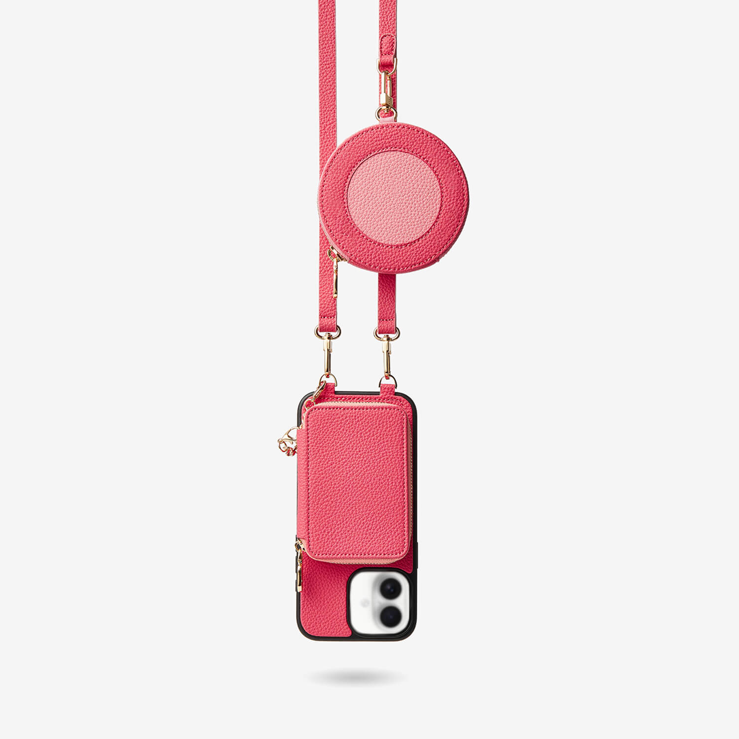 crossbody phone case with card holder Pink

