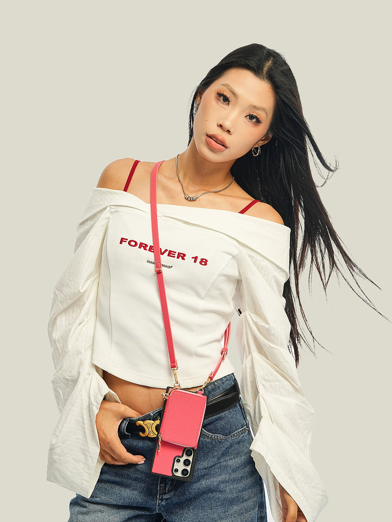 Unique Design Set- Samsung Galaxy Detachable Wireless Charging Crossbody Wallet Phone Case Set-Mobile Phone Cases-DETACHABLE WALLET & PHONE POUCH-Beige-Samsung S24 Ultra-Custype