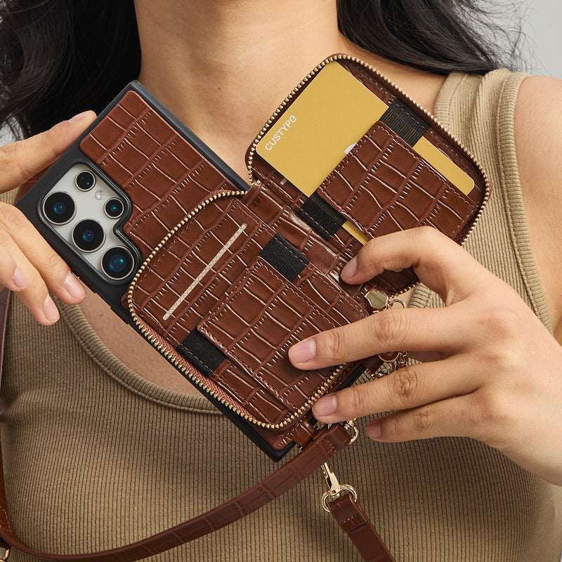 Crocodile Design Set- Samsung Galaxy Sling Grip Wallet Phone Case with Round Purse-Custype