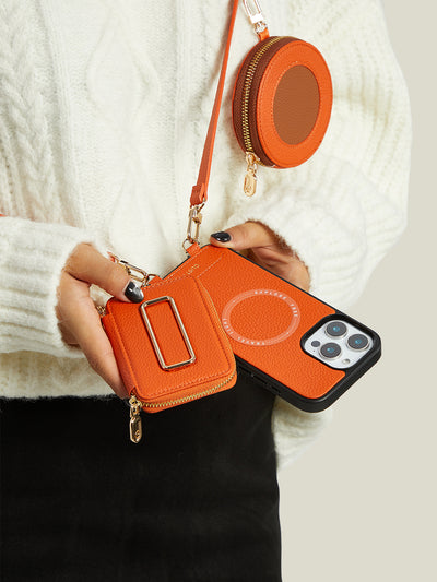 Unique Design Set- Detachable Crossbody Phone Case With Magsafe Wallet Round Pouch Set