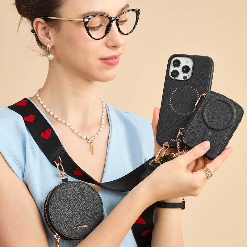 phone case with wallet on back Black

