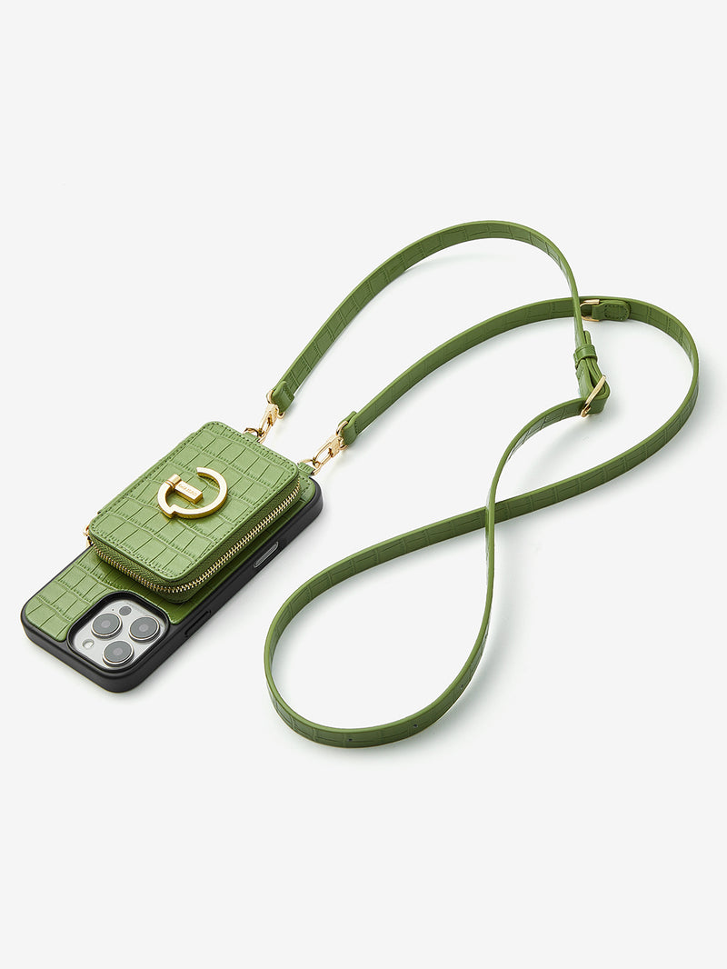 Crocodile Design Set- Detachable Wireless Charging Crossbody E-stand Wallet Phone Case Set-Mobile Phone Cases-DETACHABLE WALLET & WIRELESS CHARGING-Custype