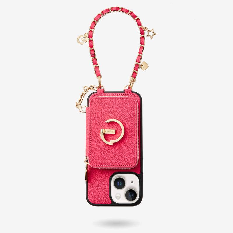 Pink mobile cover with wallet
