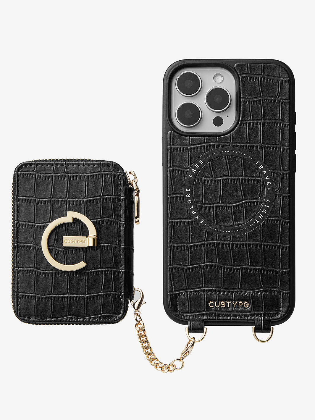 Crocodile Design Set- Detachable Wireless Charging E-stand Wallet Phone Case-Mobile Phone Cases-DETACHABLE WALLET & WIRELESS CHARGING-Custype