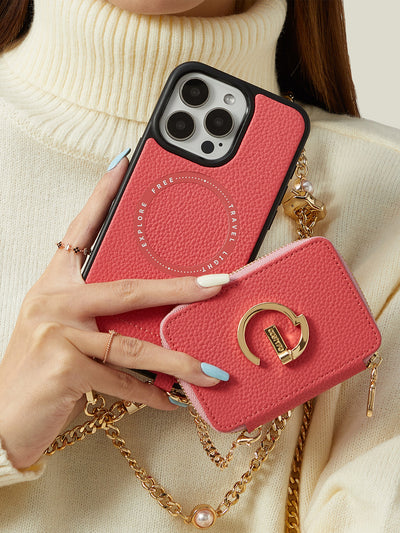 Candy Chain Kit- Magnetic Separable Wallet iPhone Case with Pearl Chain & Grip