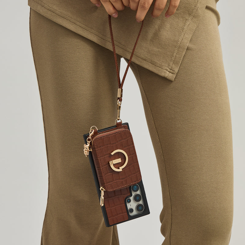 Crocodile Design Set- Samsung Galaxy Sling Grip Wallet Phone Case with Round Purse-Custype